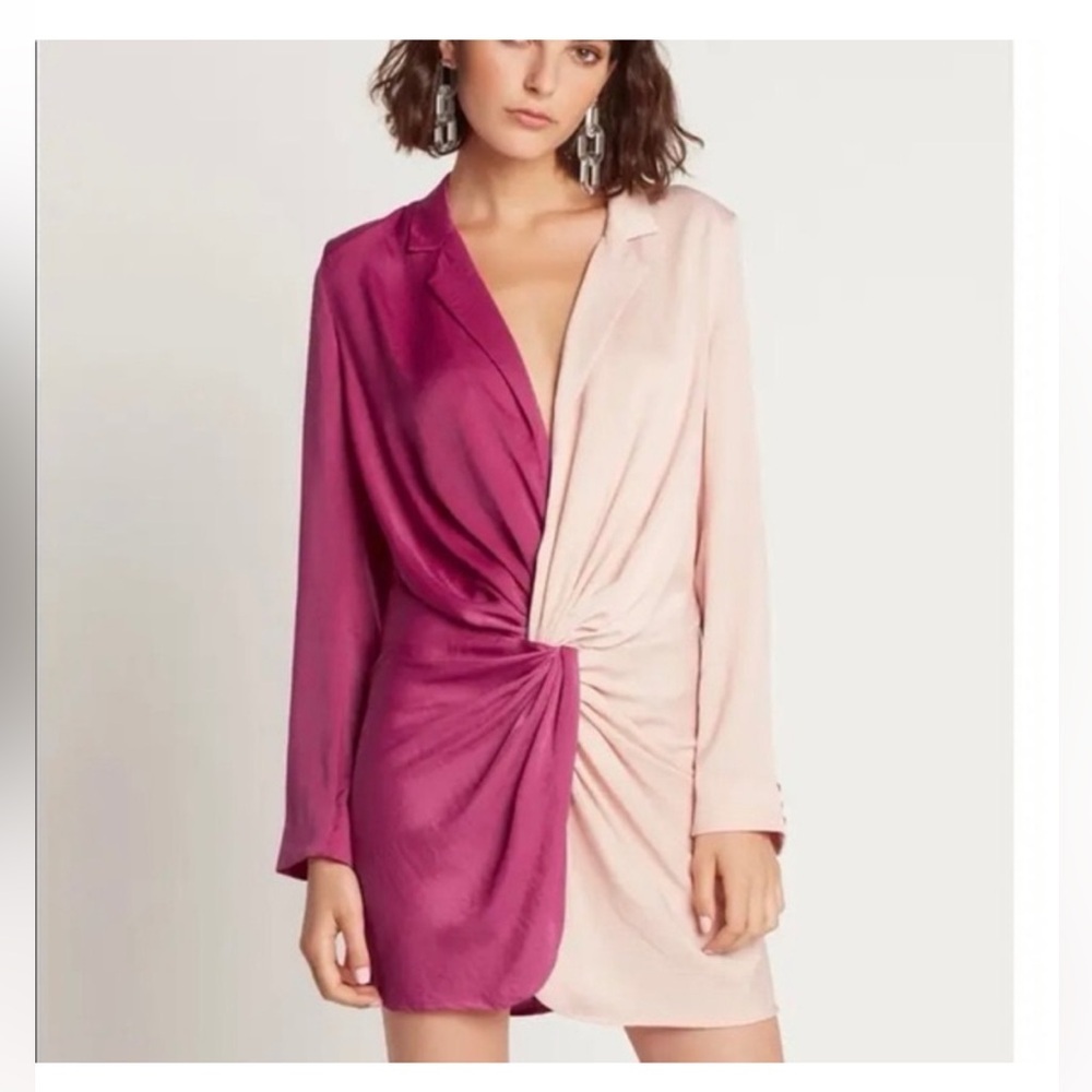 NWT Choosy pink 2 color mini blazer dress twist front‎ size 2